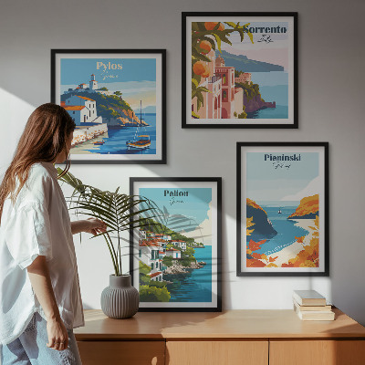 Set de cuadros modernos para salón Paisajes retro con un estilo pintoresco.