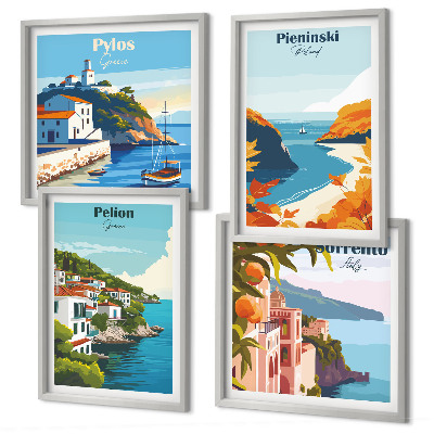 Set de cuadros modernos para salón Paisajes retro con un estilo pintoresco.