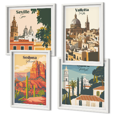 Galería de pared Paisajes urbanos retro de Sedona y Sintra