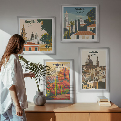 Galería de pared Paisajes urbanos retro de Sedona y Sintra
