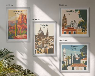 Galería de pared Paisajes urbanos retro de Sedona y Sintra