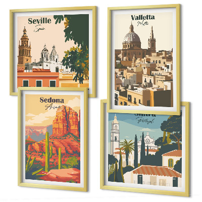 Galería de pared Paisajes urbanos retro de Sedona y Sintra