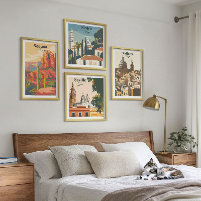 Galería de pared Paisajes urbanos retro de Sedona y Sintra