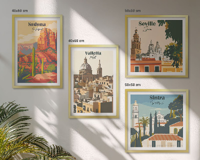 Galería de pared Paisajes urbanos retro de Sedona y Sintra