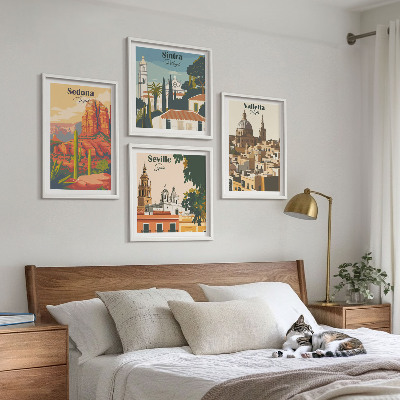Galería de pared Paisajes urbanos retro de Sedona y Sintra