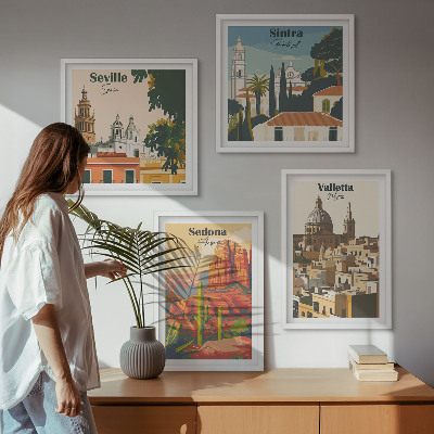 Galería de pared Paisajes urbanos retro de Sedona y Sintra