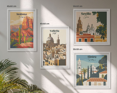 Galería de pared Paisajes urbanos retro de Sedona y Sintra