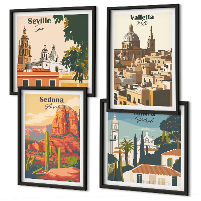 Galería de pared Paisajes urbanos retro de Sedona y Sintra