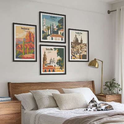 Galería de pared Paisajes urbanos retro de Sedona y Sintra