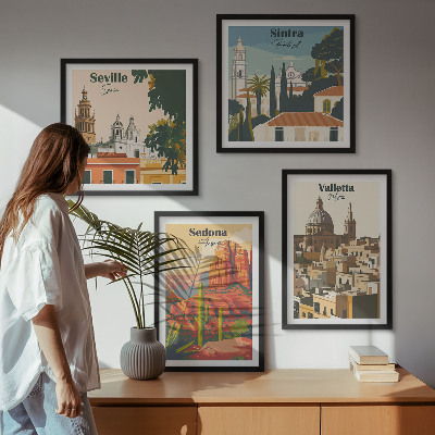 Galería de pared Paisajes urbanos retro de Sedona y Sintra