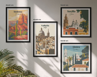Galería de pared Paisajes urbanos retro de Sedona y Sintra