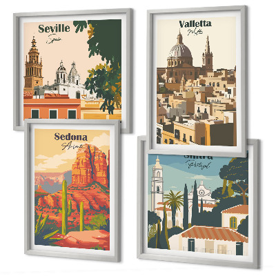 Galería de pared Paisajes urbanos retro de Sedona y Sintra