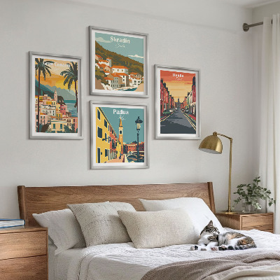 Set de cuadros modernos para salón Paisajes urbanos y naturales