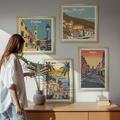 Set de cuadros modernos para salón Paisajes urbanos y naturales