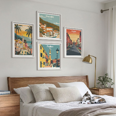 Set de cuadros modernos para salón Paisajes urbanos y naturales