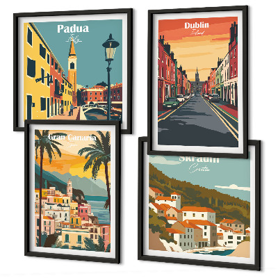 Set de cuadros modernos para salón Paisajes urbanos y naturales