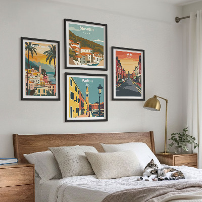 Set de cuadros modernos para salón Paisajes urbanos y naturales