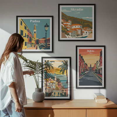 Set de cuadros modernos para salón Paisajes urbanos y naturales