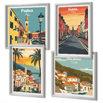 Set de cuadros modernos para salón Paisajes urbanos y naturales