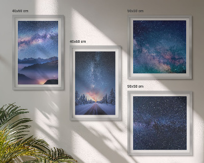 Set de cuadros modernos para salón cielo nocturno montañas invierno espacio