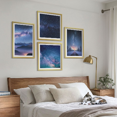 Set de cuadros modernos para salón cielo nocturno montañas invierno espacio