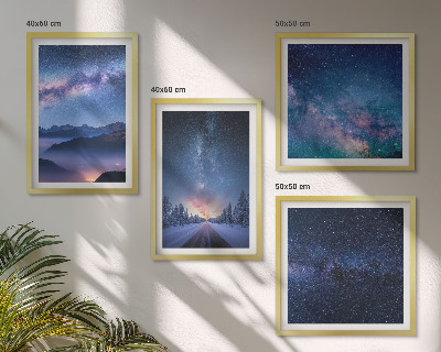 Set de cuadros modernos para salón cielo nocturno montañas invierno espacio