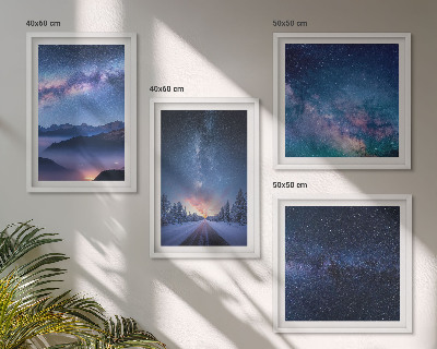 Set de cuadros modernos para salón cielo nocturno montañas invierno espacio