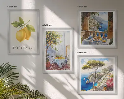 Set de cuadros modernos para salón con vistas de la arquitectura de limones de Positano