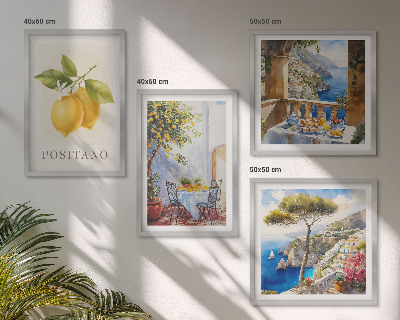 Set de cuadros modernos para salón Vistas de la arquitectura de limones de Positano