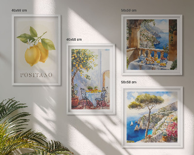 Set de cuadros modernos para salón Vistas de la arquitectura de limones de Positano