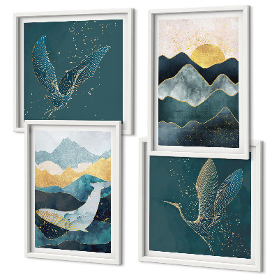Set de cuadros modernos para salón Montañas de grúas abstractas