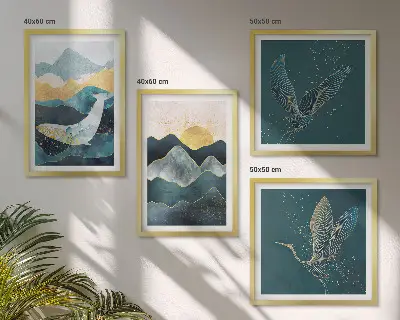 Set de cuadros modernos para salón diseño abstracto de montañas y grúas