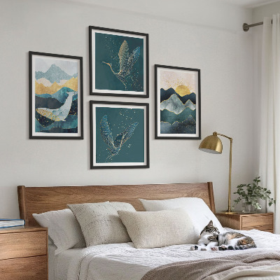 Set de cuadros modernos para salón Montañas de grúas abstractas