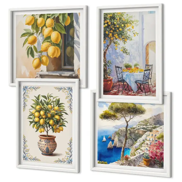 Set de 4 cuadros Limoneros al sol decoración para salón