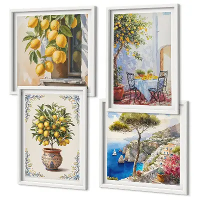 Set de 4 cuadros Limoneros al sol decoración para salón