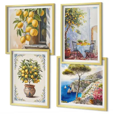 Set de 4 cuadros Limoneros al sol decoración para salón