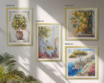 Set de 4 cuadros Limoneros al sol decoración para salón