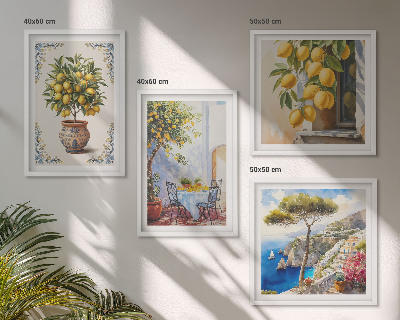 Set de 4 cuadros para salón Limoneros al sol