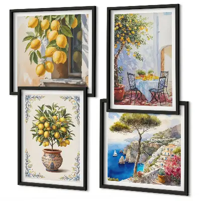 Set de 4 cuadros Limoneros al sol decoración para salón