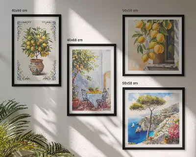 Set de 4 cuadros Limoneros al sol decoración para salón