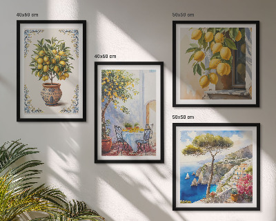 Set de 4 cuadros para salón Limoneros al sol