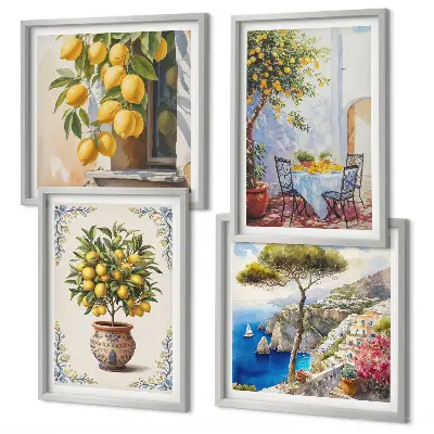 Set de 4 cuadros Limoneros al sol decoración para salón