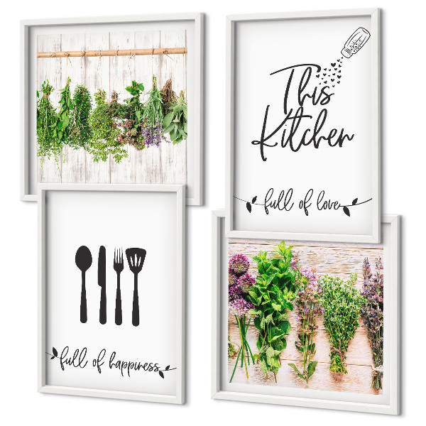 Galería de pared Inscripciones de plantas aromáticas de cocina