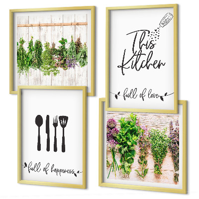 Galería de pared Inscripciones de plantas aromáticas de cocina