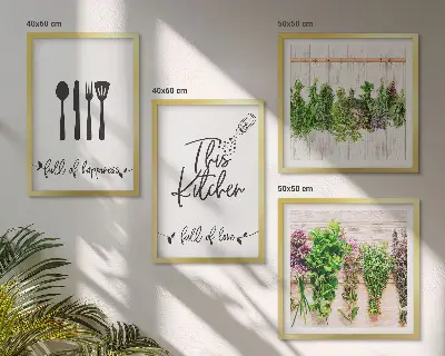 Galería de pared de inscripciones de plantas aromáticas para cocina