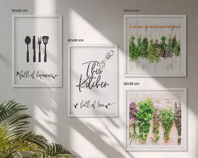 Galería de pared de inscripciones de plantas aromáticas para cocina