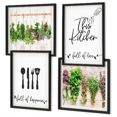 Galería de pared Inscripciones de plantas aromáticas de cocina