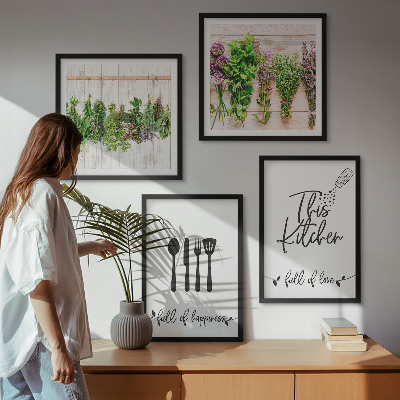 Galería de pared Inscripciones de plantas aromáticas de cocina