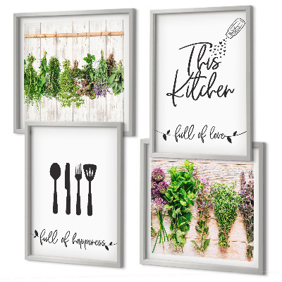 Galería de pared Inscripciones de plantas aromáticas de cocina
