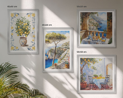 Set de cuadros modernos para salón pinturas de limoneros marinos